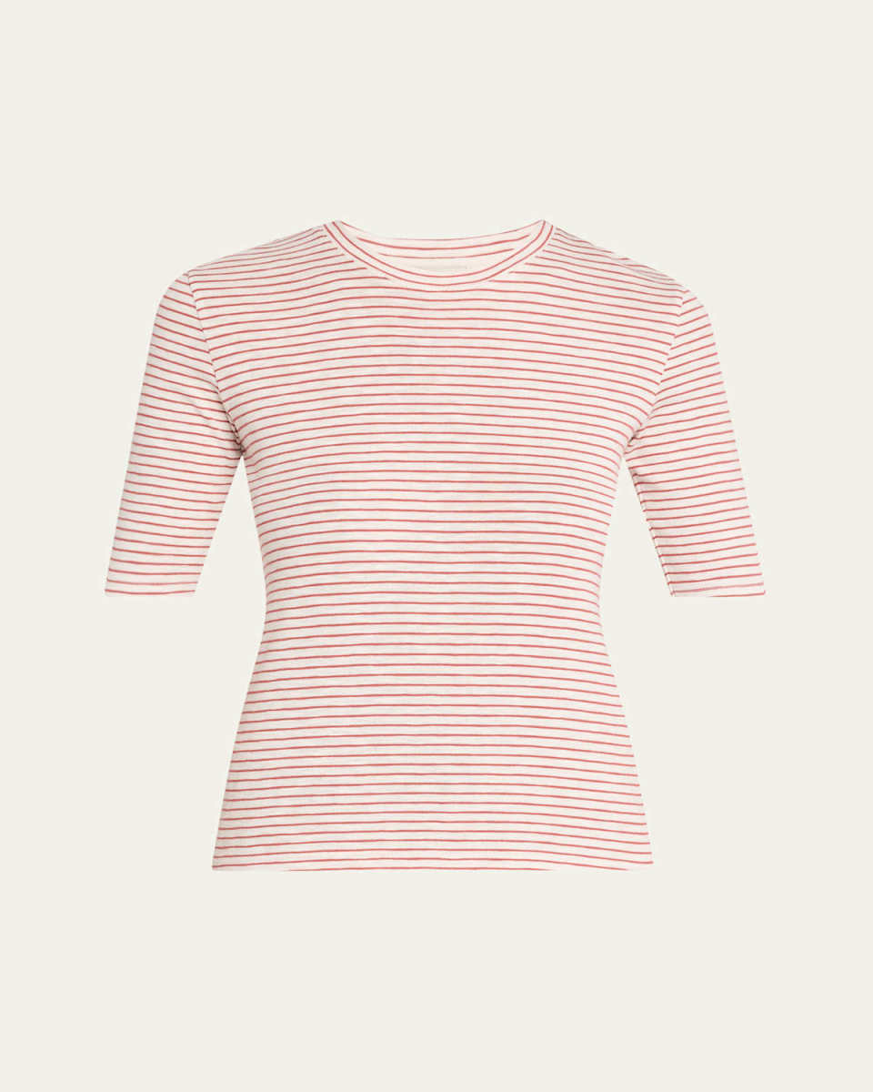 Stripe Elbow-Sleeve Top